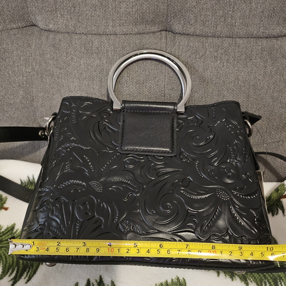 Patricia Nash Empoli Black Embossed Leather handbag - Picture 10 of 12